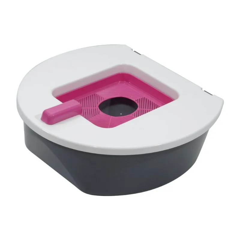 Gatoalete rosa o banheiro para gatos que funciona sem areia