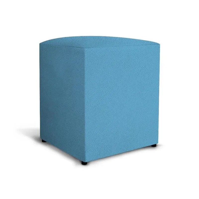 Puff Pufe Quadrado Decoração Corino Cor Azul Celeste
