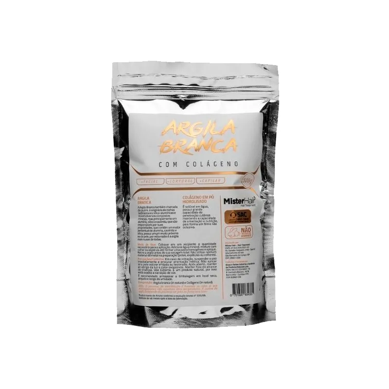 Argila Branca Com Colágeno 500g Mister Hair