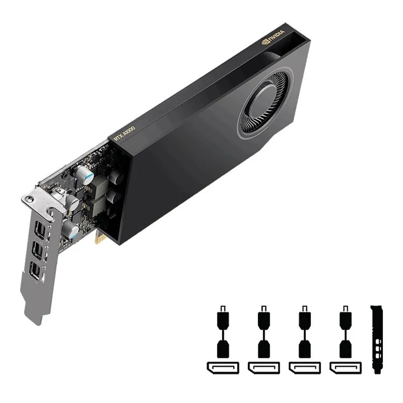 Placa de vídeo NVIDIA Quadro RTX A1000 - PNY VCNRTXA1000ATX-PB (8GB DDR6, PCIe 4.0 x16)