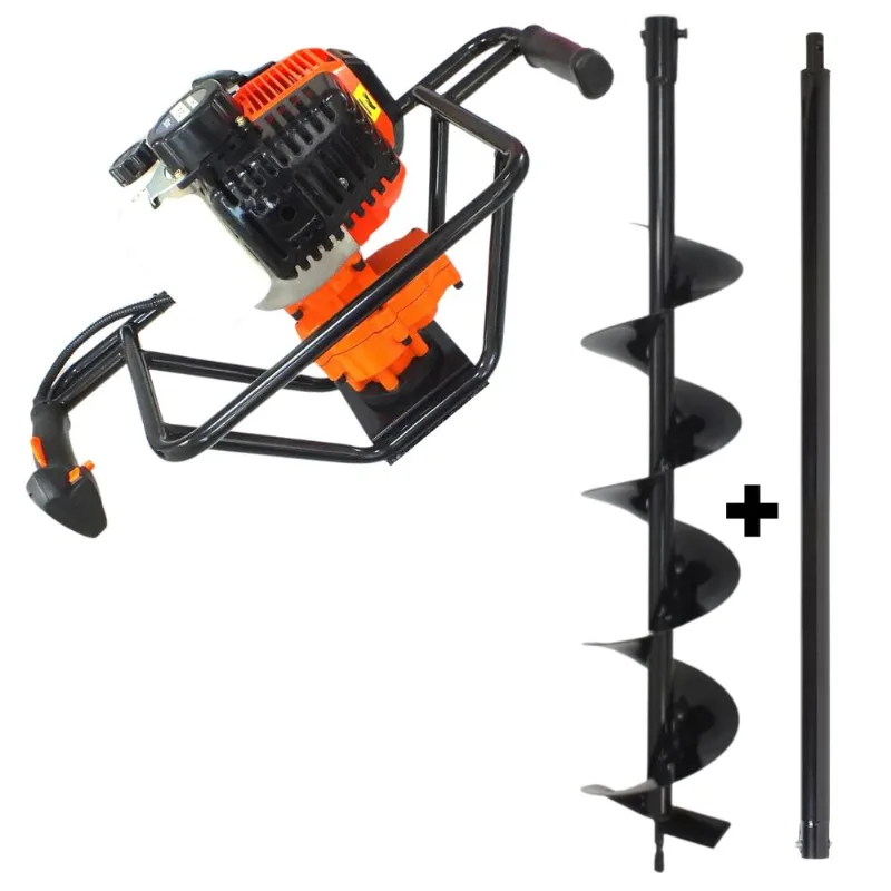 Perfurador De Solo Profissional Vulcan Vps520 Á Gasolina 2t 52cc 2,5hp Broca 80x10cm + Extensor De 80cm Ideal Para Instalações De Mourões E Palanques