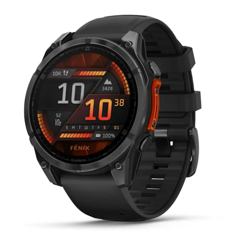 Relógio Garmin Fenix 8 Cinza Ardósia com Pulseira de Silicone Preta