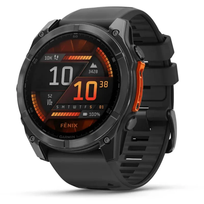 Relógio Garmin Fenix 8X Cinza ardósia com Pulseira de Silicone Preta