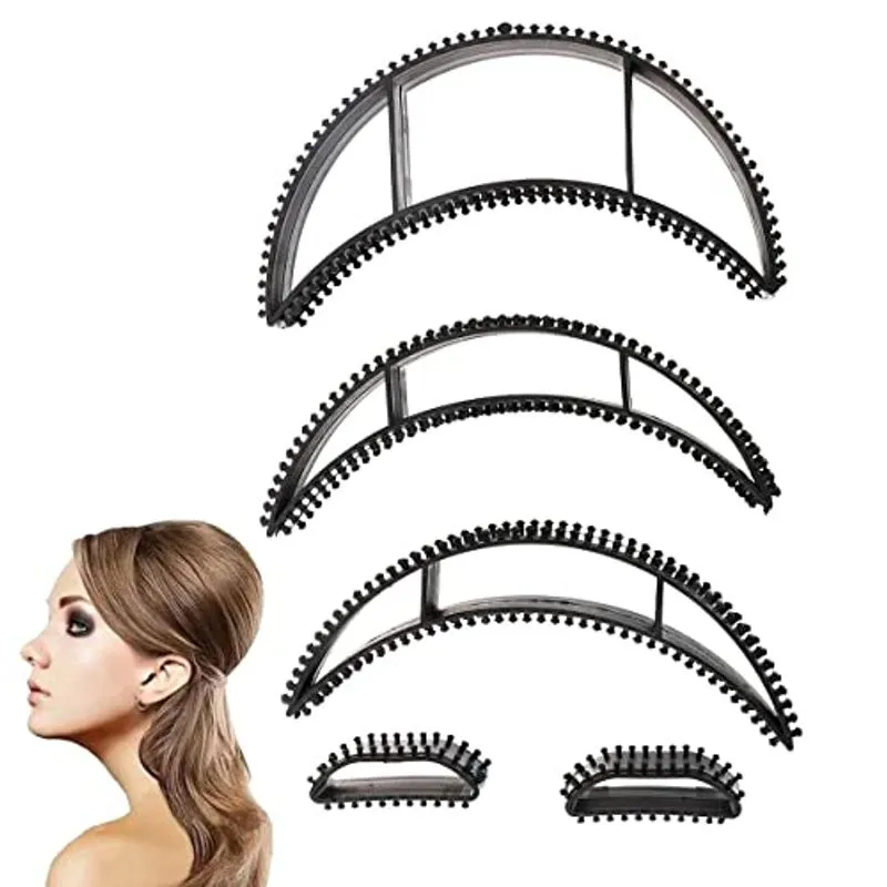 5 Pcs Charming Bump It Up Volume Insere Pente De Cabelo, Preto