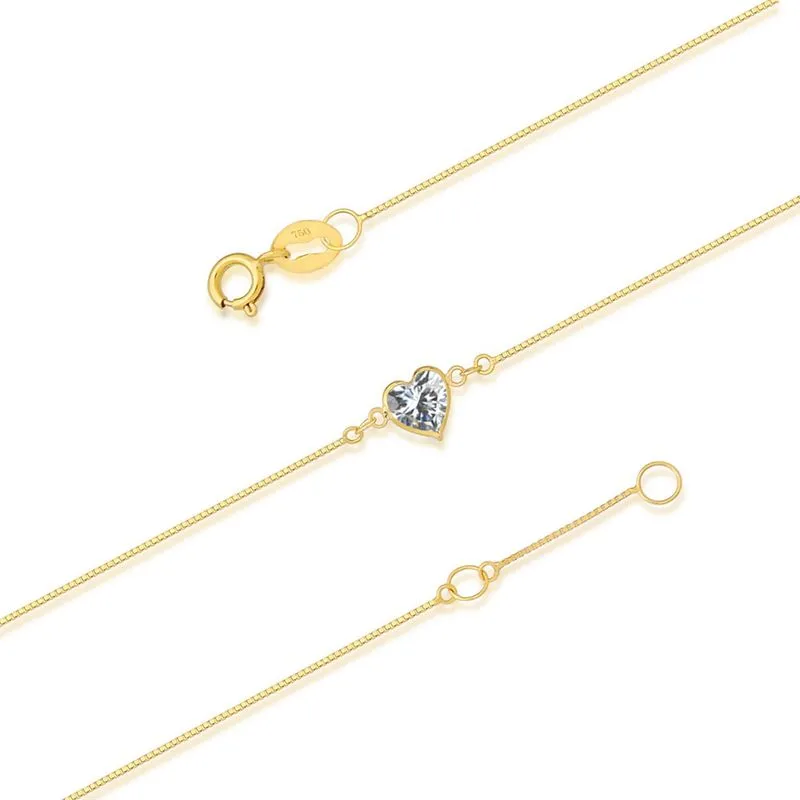 Pulseira Feminina Ouro 18K Veneziana Adulto com Pedra Coração de Zircônia 5mm.