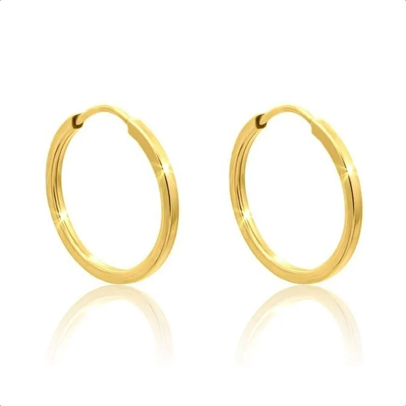 Brinco Argola Ouro 18k Infantil 2º Furo 12mm