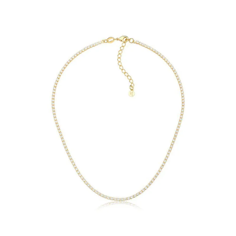Choker Riviera De Zircônias Revestida Em Ouro