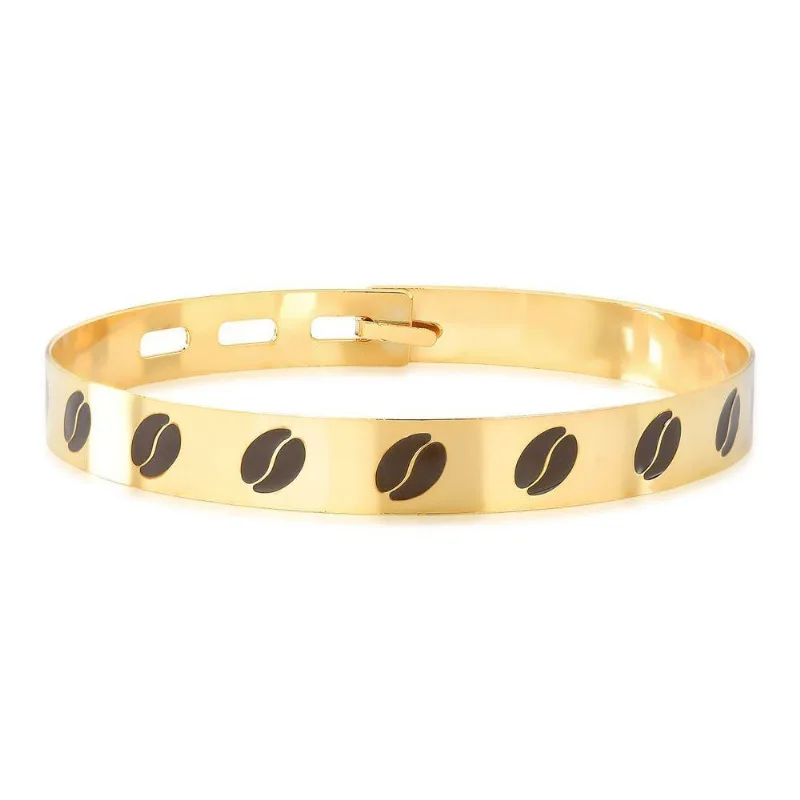 Bracelete Grãos De Café Esmaltados Revestido Em Ouro
