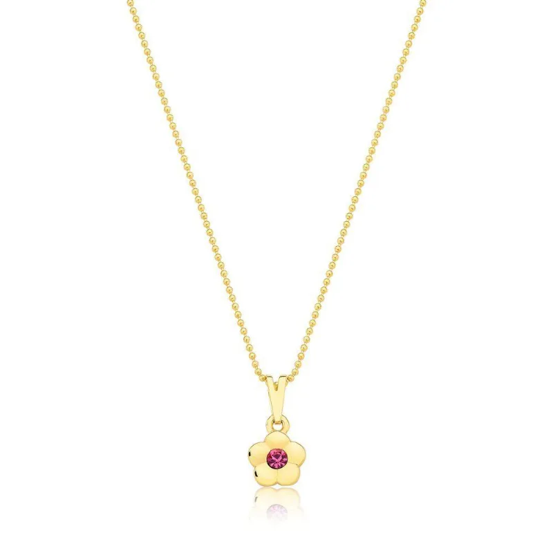 Colar Florzinha Com Cristal Revestido Em Ouro