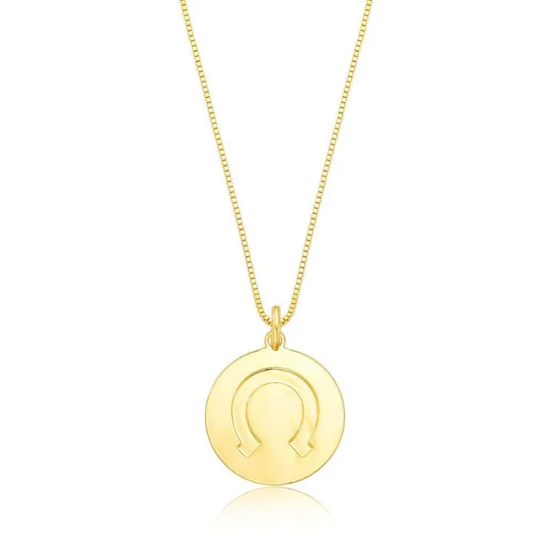 Colar Ferradura Lisa Revestido Em Ouro
