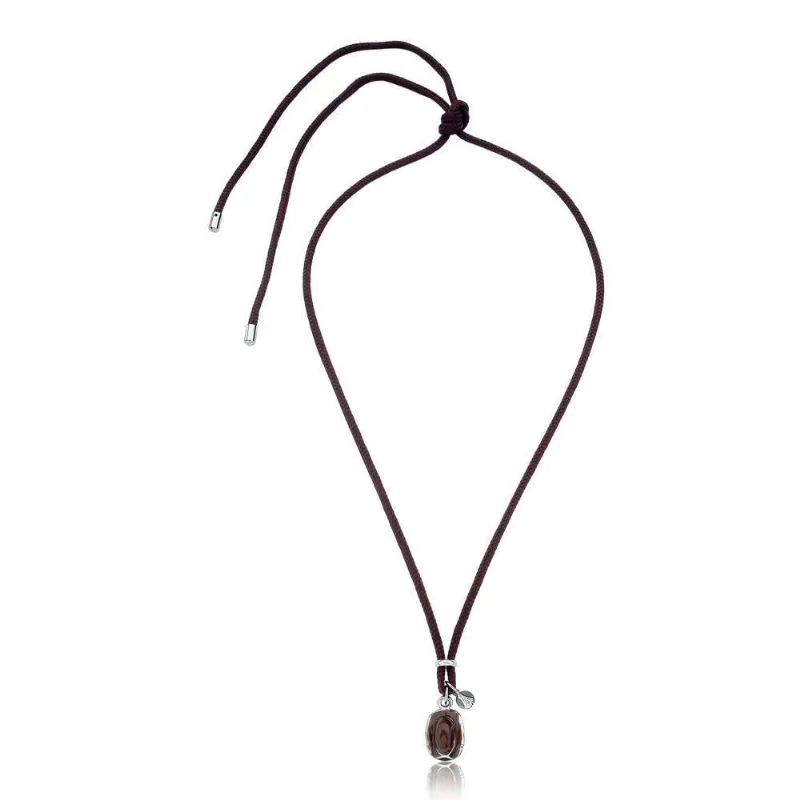 Colar VL Accessoires VLVL 585 em Paracord Café 90CM com Pingente Esmaltado e Medalha Unissex