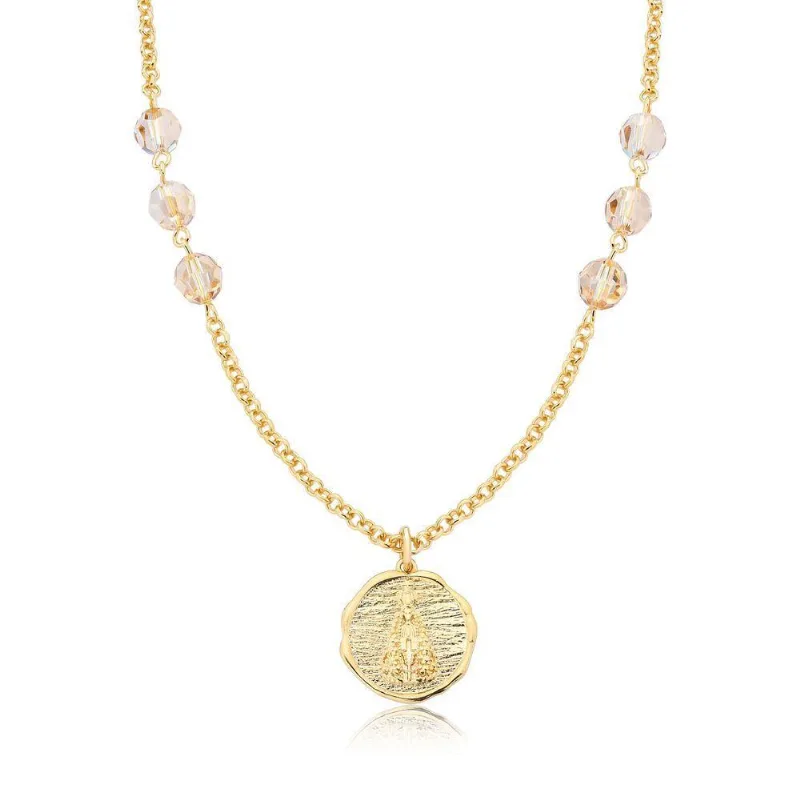 Colar VL Accessoires VLVL355 com Cristais Golden Shadow Dourado Unissex