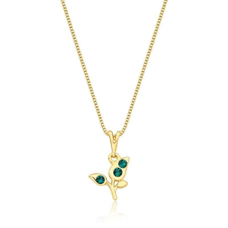 Colar VL Accessoires VLVL611 Broto Cristais Ouro 18K 39CM Dourado Infantil