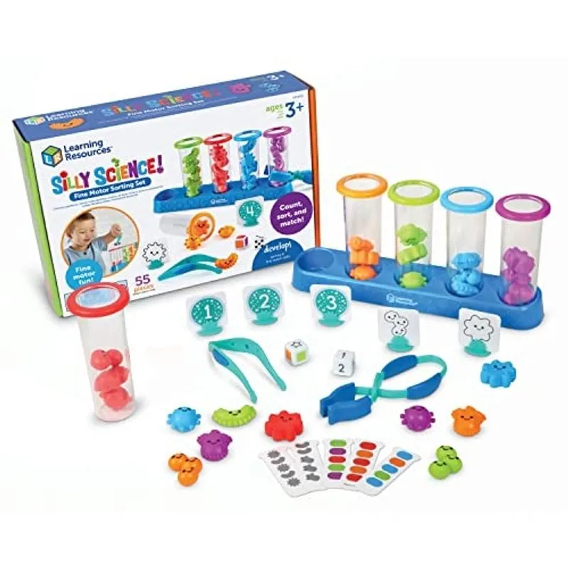 Learning Resources Silly Science Fine Motor Sorting Set, stem Toys for Kids, Educational Toy, Preschool Fine Motor Skills, Prek Manipulatives, 55 Pieces, Age 3 +