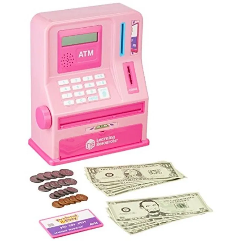Recursos de aprendizagem Ensinando Caixa eletrônico Banco, Rosa, 32 Peças