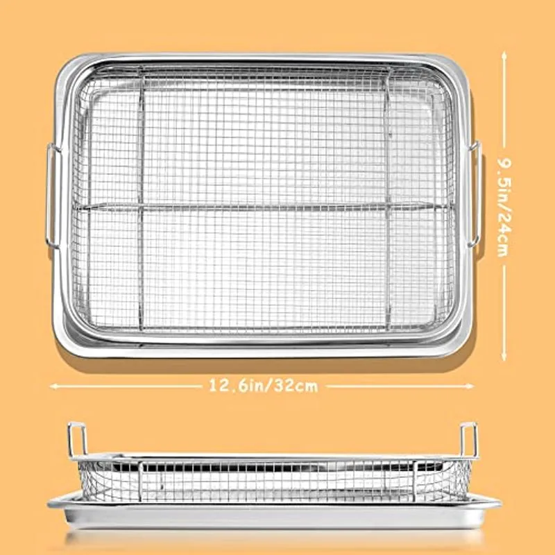 Weselljars Bandeja De Air Fryer Para Forno, 2 Peças De Aço Inoxidável Stee