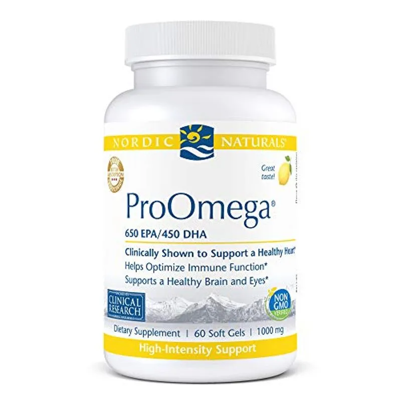 Proomega Natural Nórdico, Sabor Limão - 1280 Mg Ômega-3-60 Géis Macios - Óleo De Peixe De Alta Potência Com Epa &amp; Dha - Promove Céreb