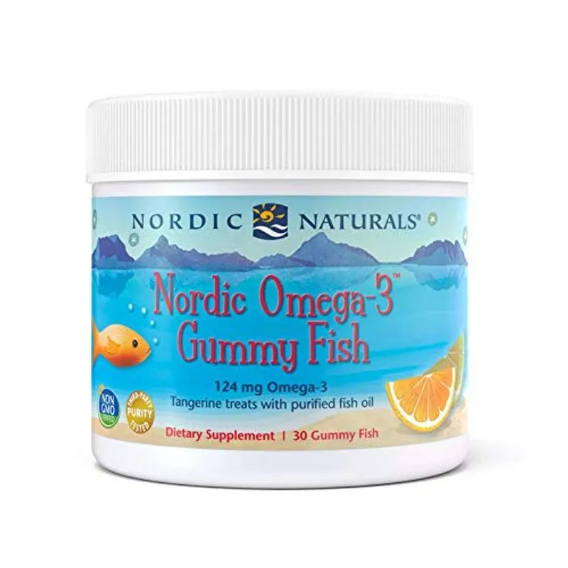 Nordic Naturals Nordic Omega-3 Gummy Fish, Tangerina - 30 Gummy Fish - 124 Mg Total Omega-3s Com Epa &amp; Dha - Não-ogm - 30 Porções