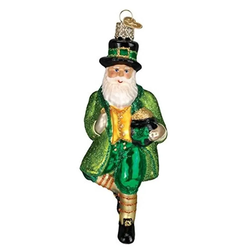 Velho mundo Natal irlandês Santa Glass Blowown Ornament para a árvore de Natal