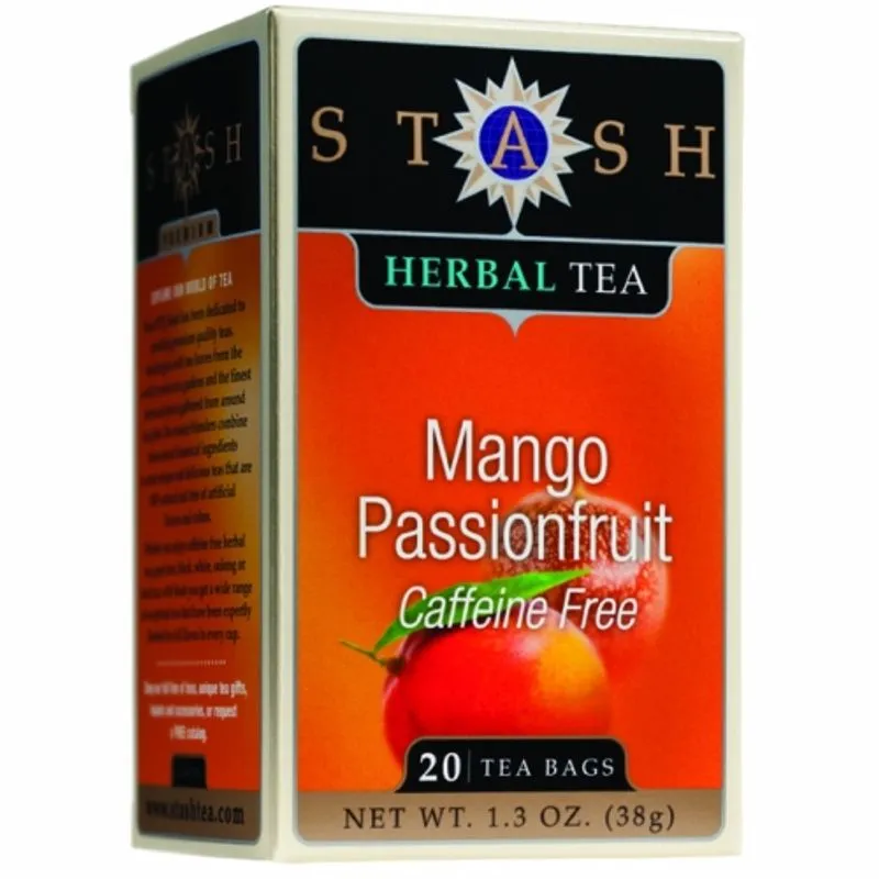 Chá De Ervas, Manga, Maracujá, Sem Cafeína, 20 Unidades Da Stash Tea (pacote Com 4)