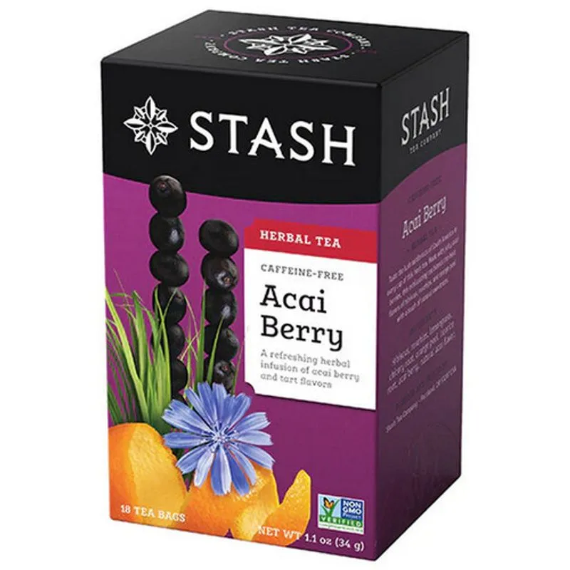 Chá De Açaí Sem Cafeína 18 Sacos De Chá Stash