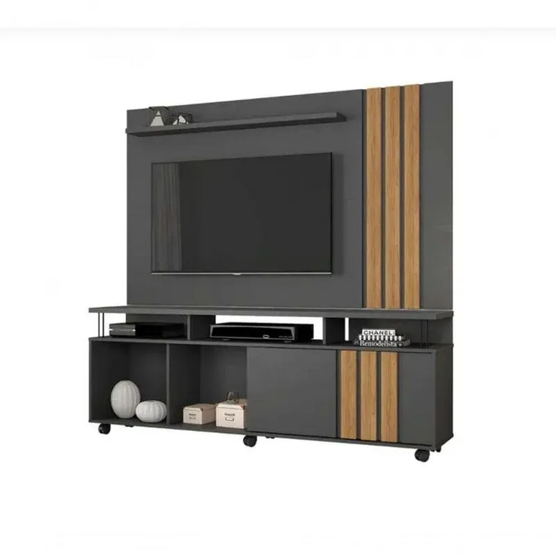 Rack E Painel Atraente Tv 70" Jcm Movelaria - Grafite/cinamomo