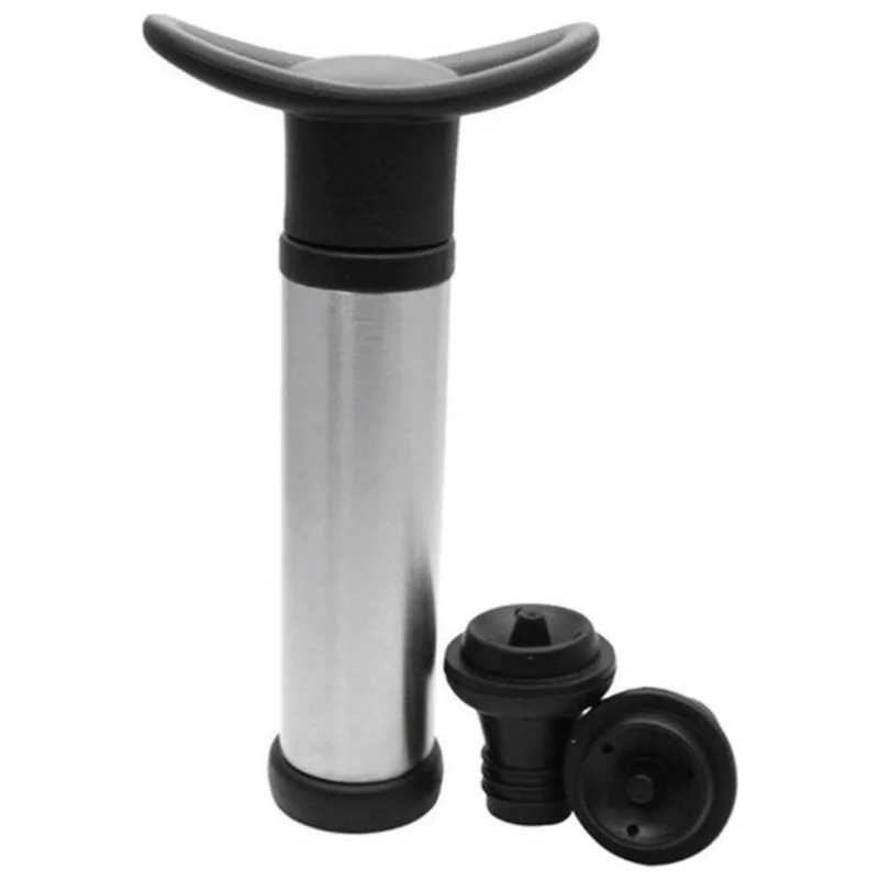 BOMBA A VACUO PARA VINHO DUAS ROLHAS KIT 3 PEÇAS TAMPA PARA CHAMPANHE ESPUMANTE GARRAFAS
