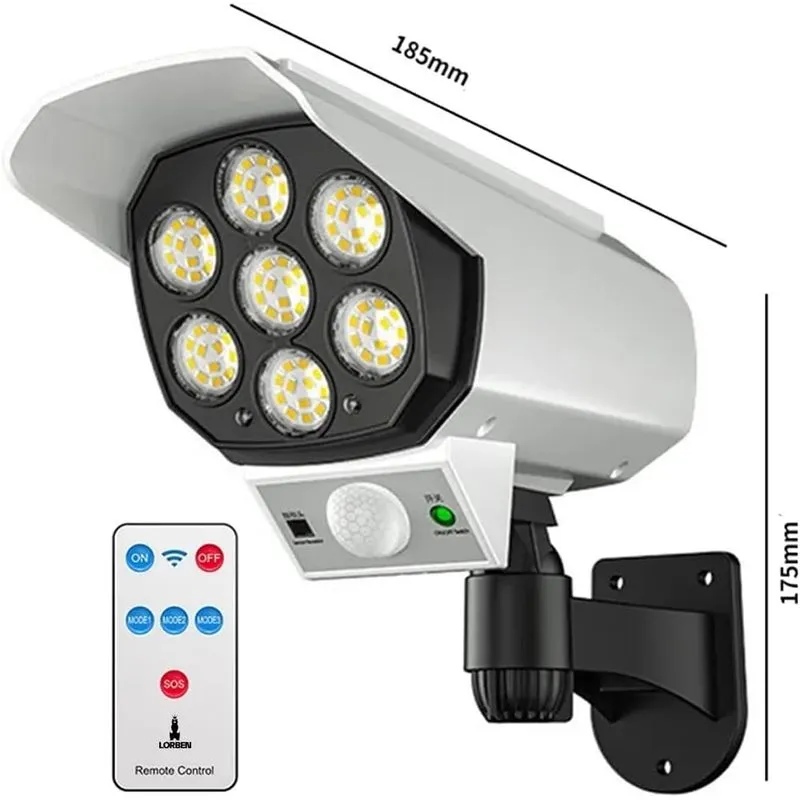 Super Cameras Falsa Sensor De Presença Prova Dágua Externo 7 Cobs 42 Super Leds