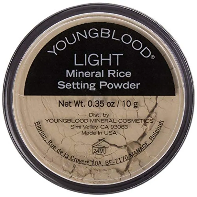 Youngblood Clean Luxury Cosmetics Loose Mineral Rice Setting Powder, Light | Fundação De Configuração De Pó De Rosto Solto Translúcido