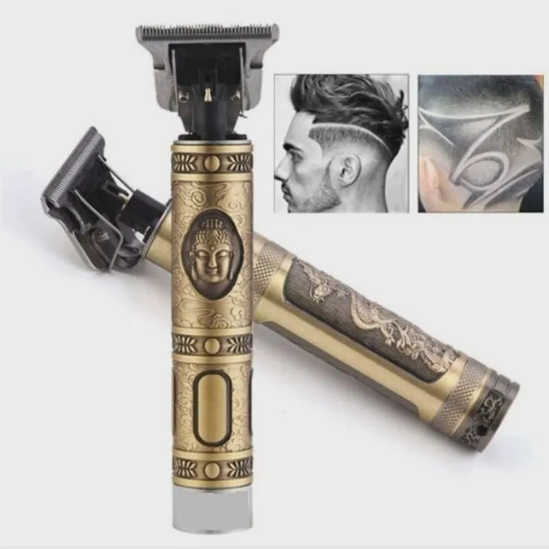 Máquina de Cortar Cabelo e Barbeador Aparador Profissional Elétrico Recarregável USB Vintage Retro