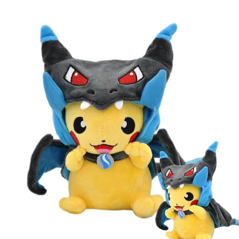 Brinquedo Pelúcia Pikachu Cosplay Charizard X Colecionável
