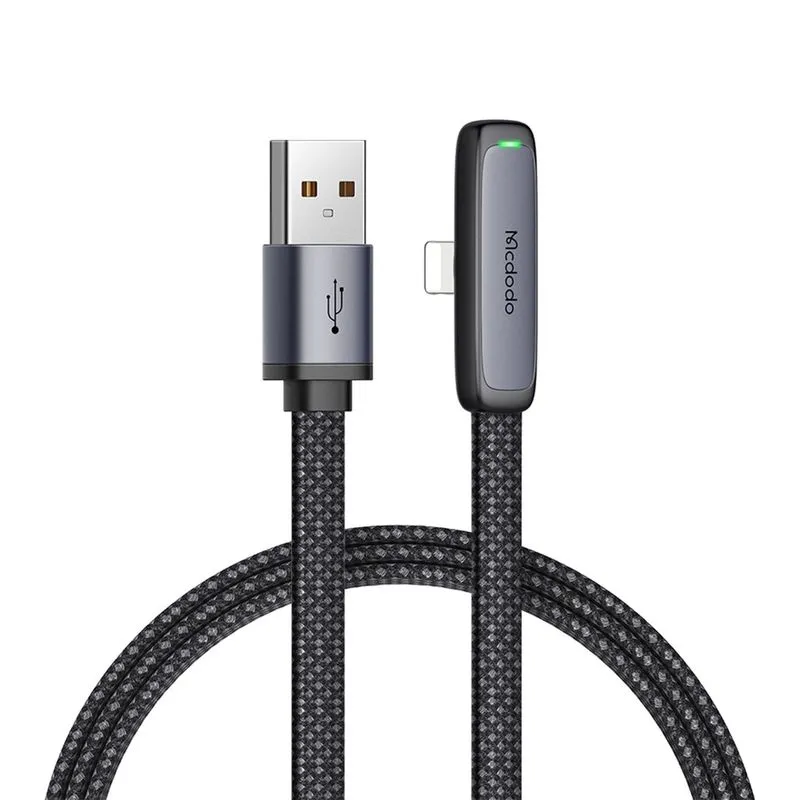 Cabo Usb Compatível Com iPhone Em L Com Led 1m Reforçado