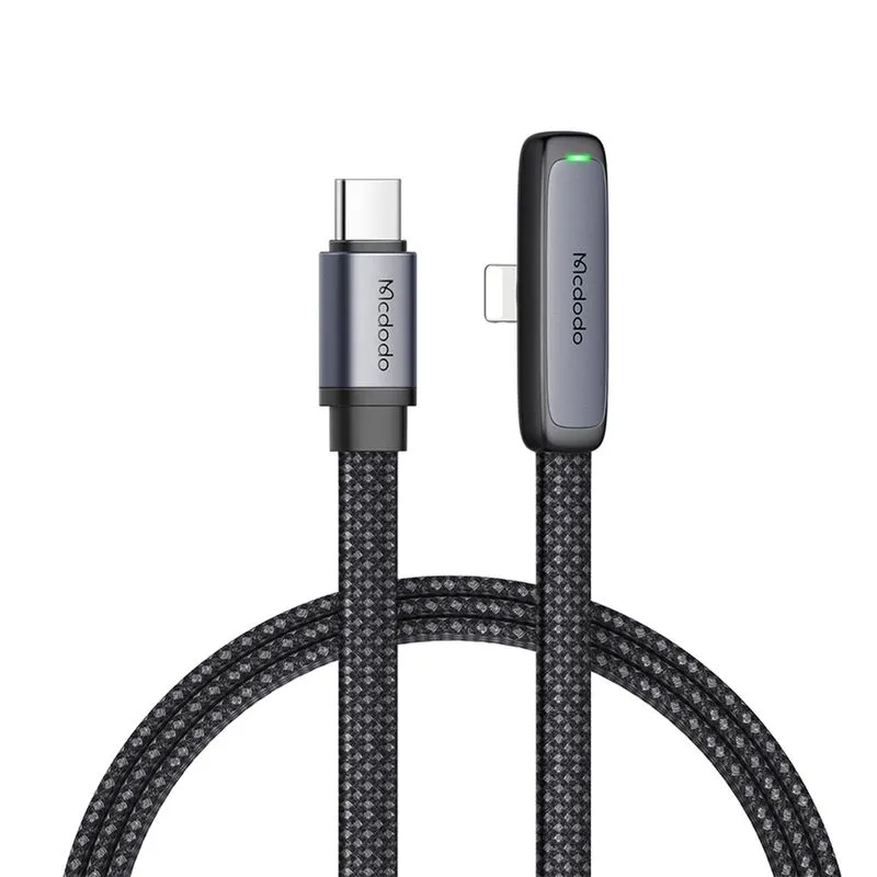 Cabo Carregador Usb-C p/ Lightning 90º 2m Led pd 36w Mcdodo