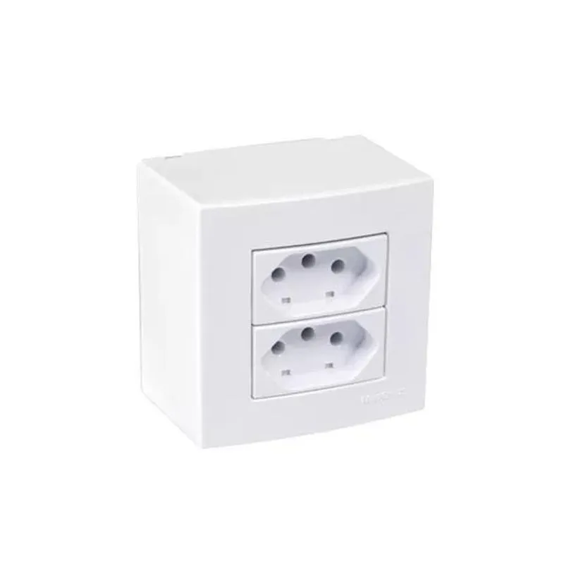 Caixa Sobrepor 75x75 2 Tomadas 10a 250v C/sup Br Sleek