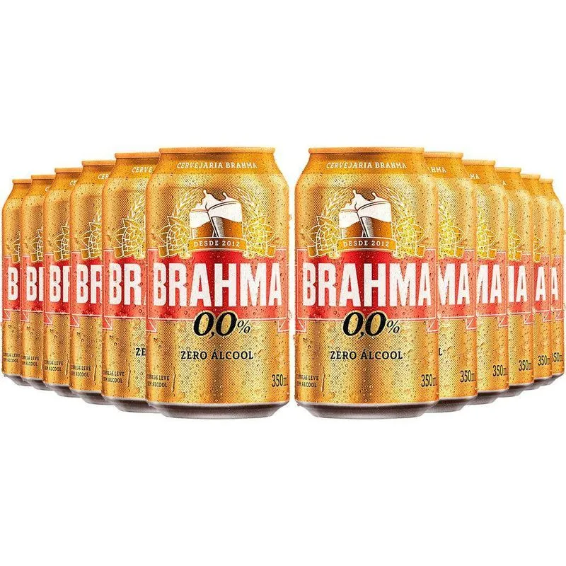 Cerveja Sem Álcool Brahma - Lata 350ml - Nacional - 12 Un