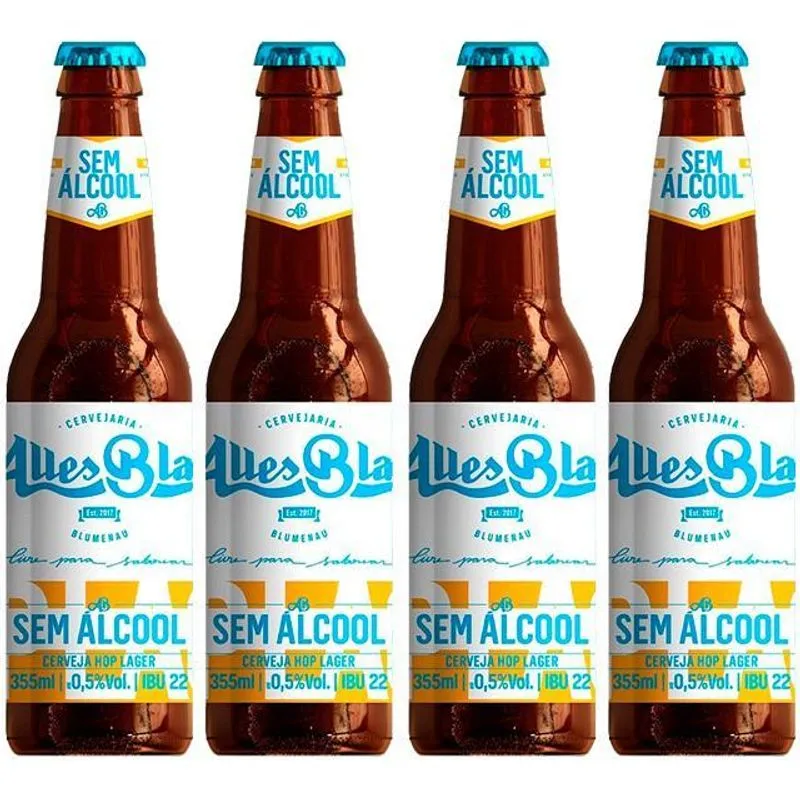 Combo 4 Cerveja Alles Blau Sem Álcool Long Neck 355ml