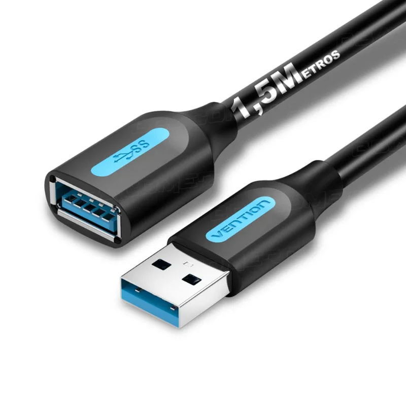 Cabo Extensor USB 3.0 Macho x USB Femea PS4 PS5 Vention 1,5m