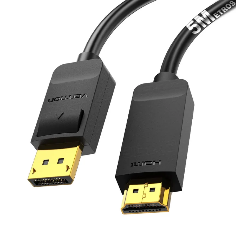 Cabo Adaptador Displayport Para Hdmi 4k 30Hz 5m Vention