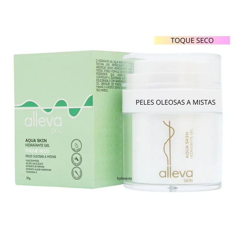 Hidratante Facial Aqua 35gr Alleva - Peles Oleosas A Mistas
