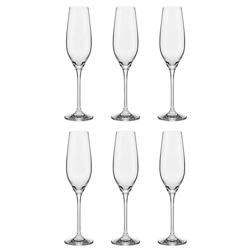 Jogo de 6 Taças de Cristal Espumante 210 Ml Slim Classic