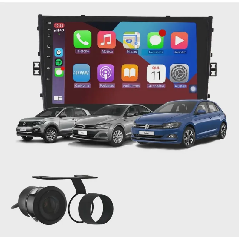 Kit Multimídia Polo Virtus Tcross 9 Pol Android 2/32GB Carplat Bt WiFi - Vision 8990X