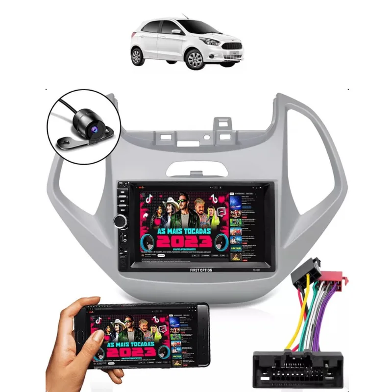 Kit Multimídia Ka 2014 / 2017 Mold Prata Carplay AndroidAuto USB bt fm - 7810HCPAA FirstOption