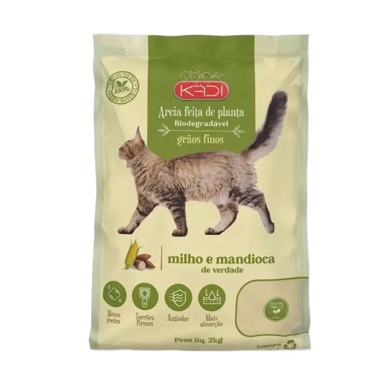 KADI AREIA HIGIENICA MANDIOCA MILHO FINOS 2KG - petshop Malu