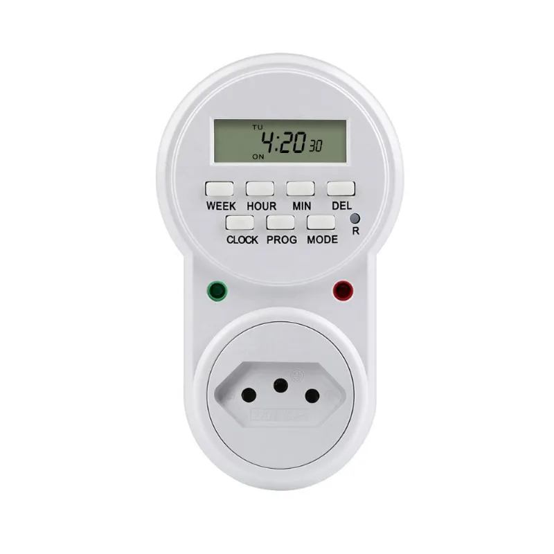 Timer Digital De Tomada Padrao Brasil 110/220v 10a