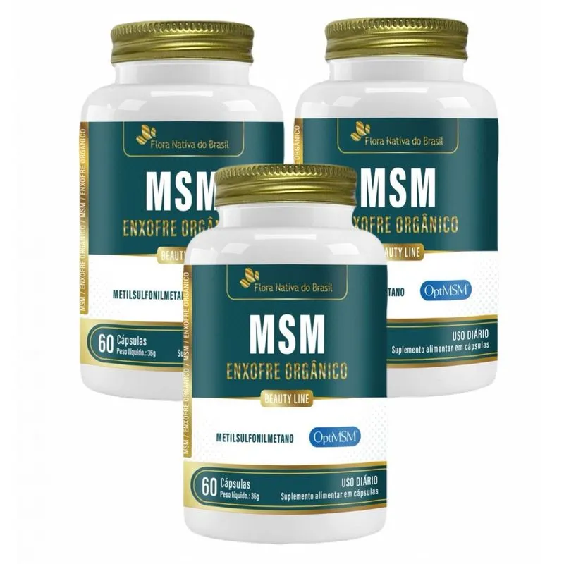 3x msm Enxofre Orgânico + Vitamina c- 60 Cáps. - Flora Nativa