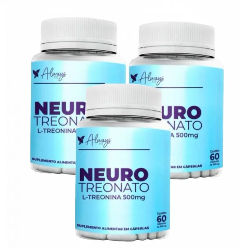 3x Neuro Treonato- L Treonina 500mg- 60 Cápsulas- Always Fit