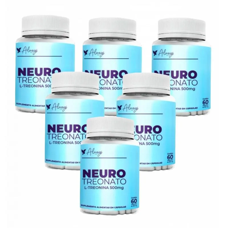 6x Neuro Treonato- L Treonina 500mg- 60 Cápsulas- Always Fit