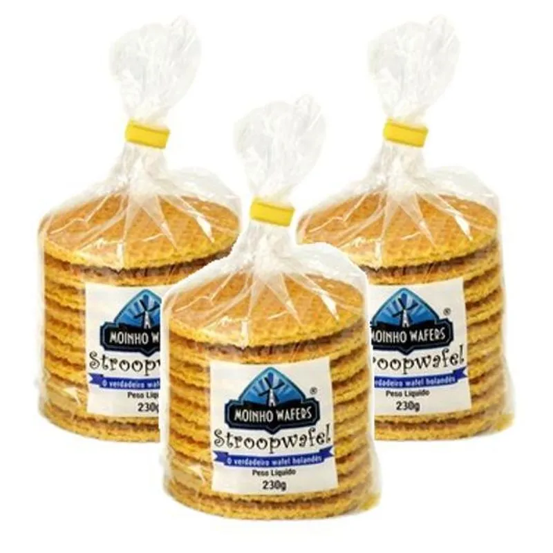 Kit 3 Stroopwafel Moinho Wafers 230g Holandes
