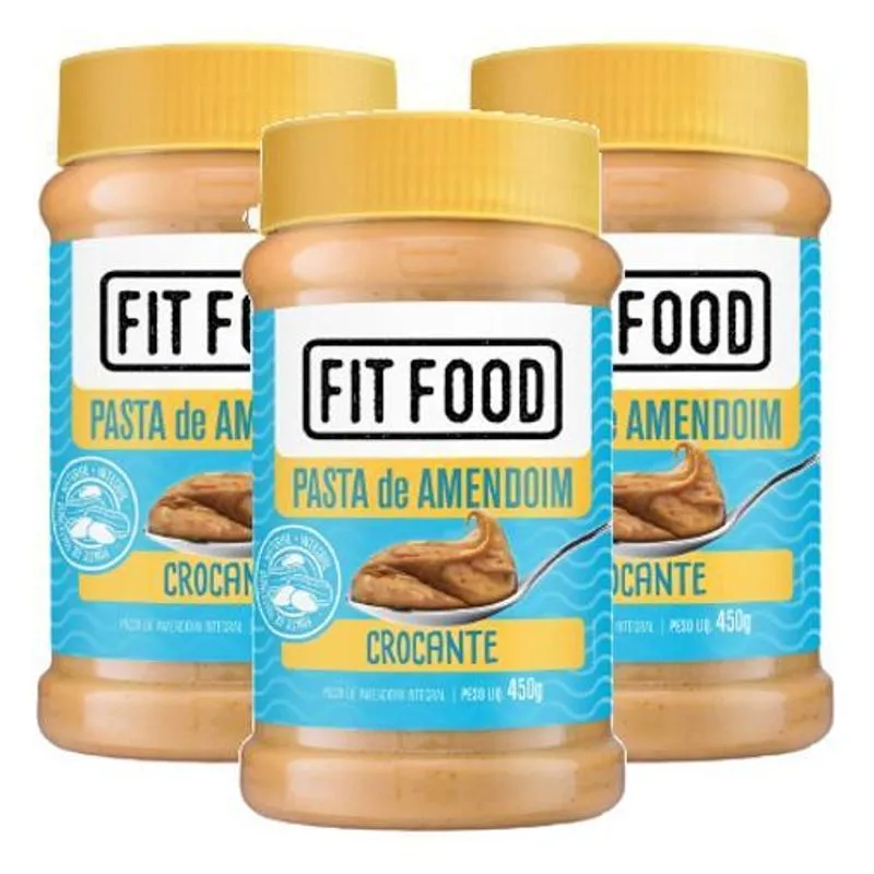 Kit 3 Fit Food Pasta Amendoim Vegano Integral Crocante 450gr