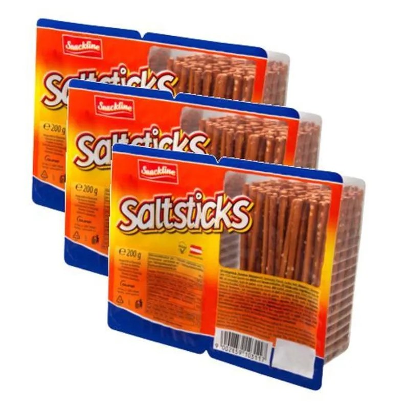 Kit 3 Salgadinho Pretzels Sticks Palitos Gunz 200gr